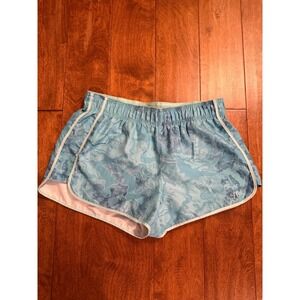 Huk Performance Fishing Shorts Women Large Blue Camo Dolphin Athletic Fishing